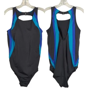 Swim 365 Swimsuits for all Black/Blue Size 20 One-Piece Swimsuit racing stripes - Picture 1 of 17