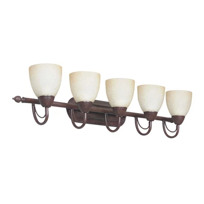 Tocador de vidrio alpino Sunset Lighting 36" 5 luces, acabado bronce frotado F2495-62 Foto 1 de 2