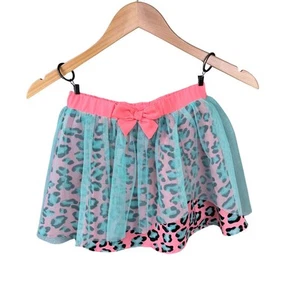 Betsey Johnson Girls Tutu Skirt Size 6X Leopard Print Pink Teal Dress Up Play - Picture 1 of 9