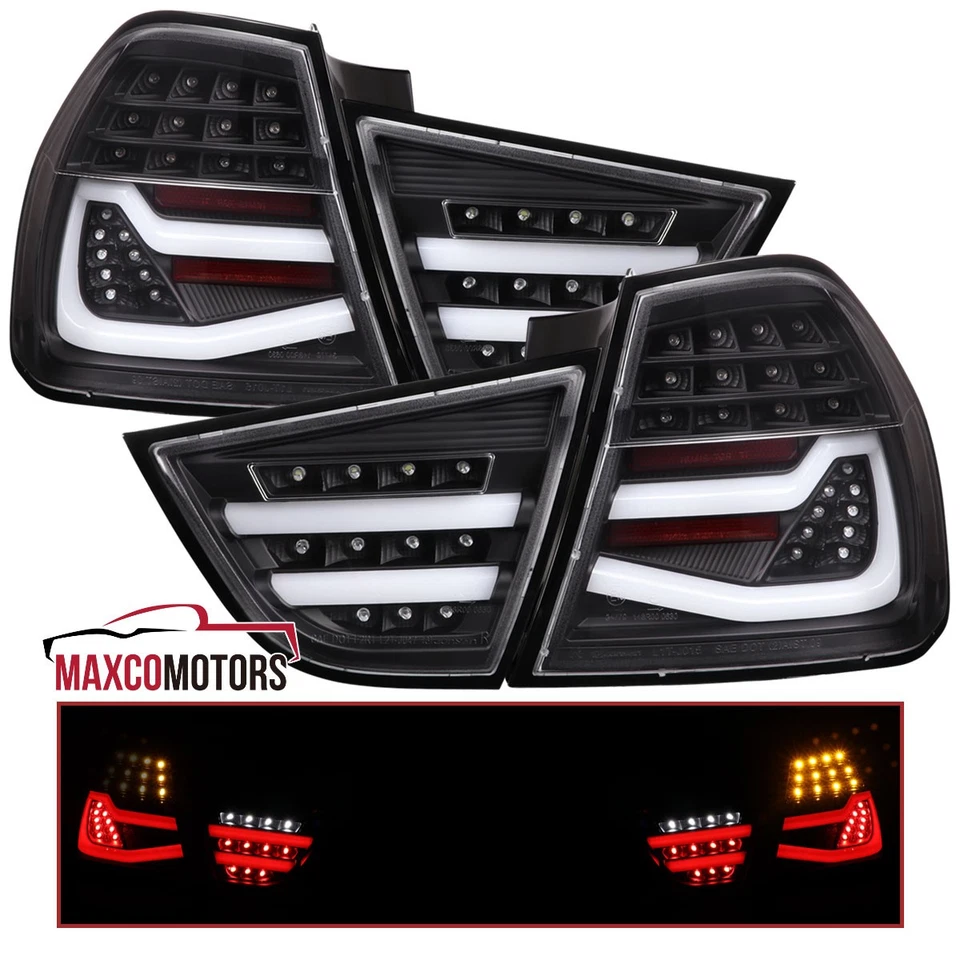 Black Tail Lights Fit 2009-2011 BMW E90 325i 328i 3-Series Sedan Full LED Lamps Foto 1 de 4
