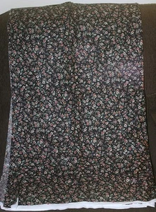Joan Kessler Concord Fabric remnant Vtg Calico Floral on Black Cotton 45" x 178" - Picture 1 of 5