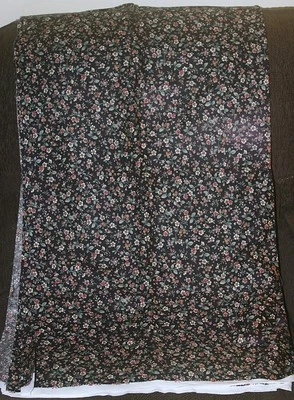 Joan Kessler Concord Fabric remnant Vtg Calico Floral on Black Cotton 45" x 178" - Image 1 of 4