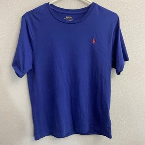 Polo Ralph Lauren T Shirt Youth L (14-16) Blue Short Sleeve Crew Neck Red Pony - Picture 1 of 7