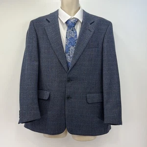Brook Taverner Tweed Blazer Jacket Men's 40S Navy Blue Check Country Sport Wool - Picture 1 of 15