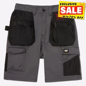 Caterpillar Essential Mens Stretch Holster Work Multi Use Everyday Shorts Grey - Picture 1 of 5
