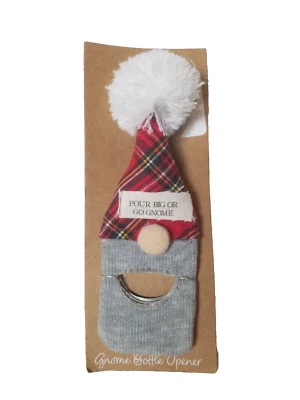 Mud Pie Pour Gnome Metal Novelty Bottle Opener New NOC Plaid Hat With Pom - Image 1 of 4