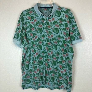 Report Collection Abstract Floral Short Sleeve Polo Golf Shirt size Large - Picture 1 of 8