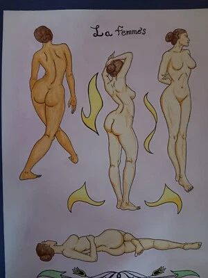 figuras femeninas dibujo tinta acuarela pastel artista desnudo Jerome Cadd La femmes Foto 1 de 4