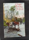 B9170 Animals Cattle Happy Birthday Be Yours W&K Vintage Postcard