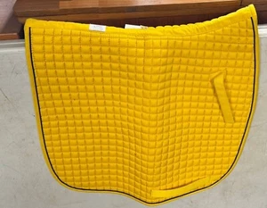 PRI PACIFIC RIM COTTON DRESSAGE SADDLE PAD (LEMON) & BLACK PIPING NEW w/ TAGS - Picture 1 of 7