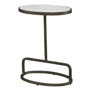 Uttermost Jessenia Transitional Marble and Metal Accent Table in White - Picture 1 of 5