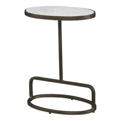 Uttermost Jessenia Transitional Marble and Metal Accent Table in White - Image 1 of 4
