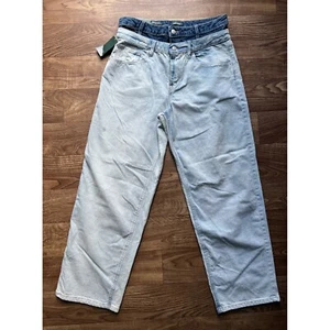 Jean de pierna recta relajado Wild Fable EasyRigid para mujer 12 lavado ligero tiro medio años 90 - Imagen 1 de 14