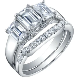 2,5 Karat Moissanit Verlobungsring Hochzeitsband Braut Set in Sterlingsilber - Bild 1 von 4