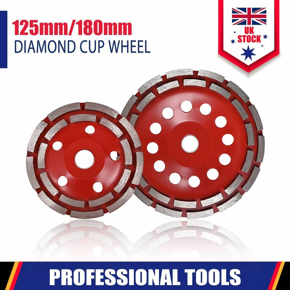125/180 mm Diamond Cup Grinding Wheels Double Row Concrete Angle Grinder UK - Image 1 of 1