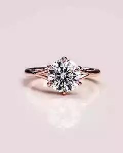 IGI, G/VS2, 2.00 Ct Round Cut Lab Grown Diamond 14K Rose Gold Split Shank Ring - Picture 1 of 20