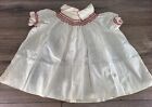 Vintage Liliputian Bazaar  Smocked Infant Dress White Red Accents