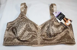 NWT BALI COOL COMFORT fabric BRA DF3820 SEXY ANIMAL print BEIGE BROWN wirefree - Picture 1 of 5