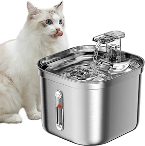Stainless Steel Cat Water Fountain – 2.2L/73Oz, 3 Filters, Quiet Pump, for Multi - Picture 1 of 12