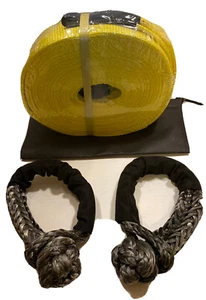 Recovery Tow Strap 3" x 30' with 2 Soft Shackles 30,000 lbs. Breaking Strength - Picture 1 of 4
