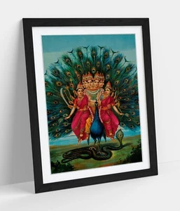 MURUGAN BY RAJA RAVI VARMA, HINDU GOD -FRAMED ART POSTER PAPER PRINT - Picture 1 of 10