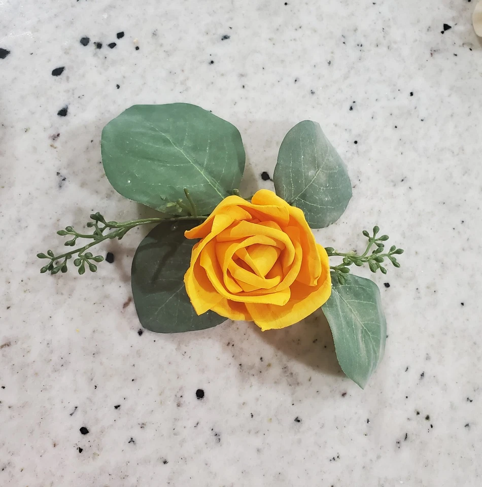 Flor de pastel de boda amarillo eucalipto reutilizable madera Sola girasol hágalo usted mismo adorno Foto 1 de 1