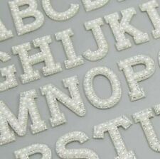 White Pearl Silver Rhinestone Sparkle Letter Patches Alphabet Embroidery Clothes
