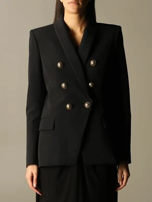 BALMAIN Structured double-breasted black blazer FR34 - Bild 1 von 4