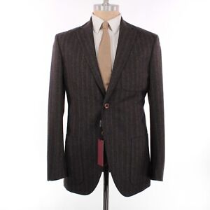 Luciano Barbera NWT Wool Two Piece Suit Size 50R US 40 Grayish Brown w/ Stripes