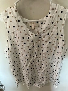 2pc Etcetera White Sleeveless Top Black Gold Polka Dots 100% Viscose Sz14 Belt - Picture 1 of 5