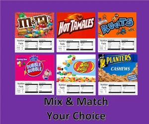 6 Product VENDING MACHINE CANDY STICKERS LABELS  NUTRITION INFO Free Ship - Picture 1 of 2