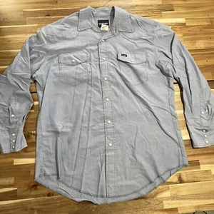 wrangler pearl snap shirt Chambray Mens L 16.5-33 B - Picture 1 of 11