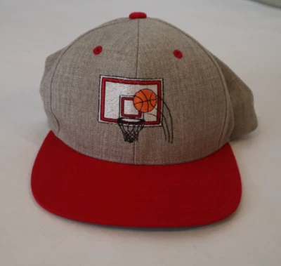 Sombrero de aro de baloncesto vintage años 90 tapas Snapback gris lana ajustable Foto 1 de 4