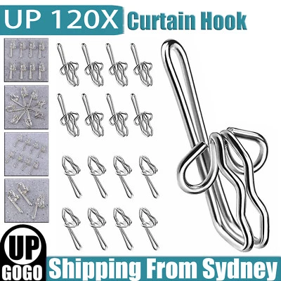 UP 120X Curtain Gathering Hook 28mm Pencil Pleat Small Gather Metal Gather Hooks - image 1 of 4