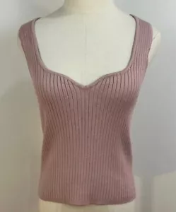 NWT Avec Les Filles Luxe Body Knit Sweater Tank Top Blouse Sz M Pink Moonbeam - Picture 1 of 4