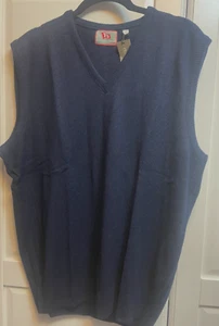 Navy V Neck Sweater Vest-Pennington & Bailes-Mens Size L - Picture 1 of 2