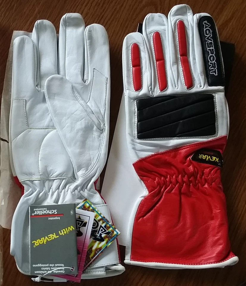 Guantes de moto AGV Corsa Kevlar de cuero reforzado blanco rojo negro talla 2 XL Foto 1 de 3