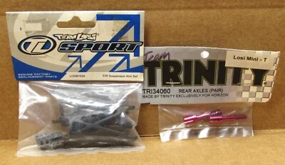 Team Losi Mini T Front & Rear Arm Set and Red Team Trinity Rear Axles NEW - Image 1 of 2