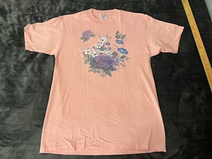 #1 VINTAGE 90ER JERZEES T-SHIRT HELLROSA BLUMEN GR. L LARGE - Bild 1 von 7