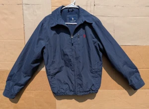 U.S. Polo Assn. Navy Zip-Up Fleece Lined Windbreaker Jacket Men’s Small Red Logo - Picture 1 of 14