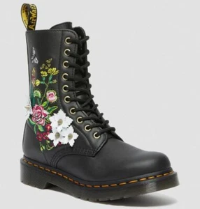 Dr. Martens 10 Loch 1490 Bloom Floral Black Backhand Napa - Picture 1 of 48