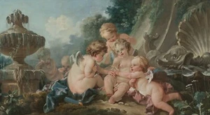 Francois Boucher : "Cupids in Conspiracy" (1740s) - Giclee Fine Art Print - Picture 1 of 7