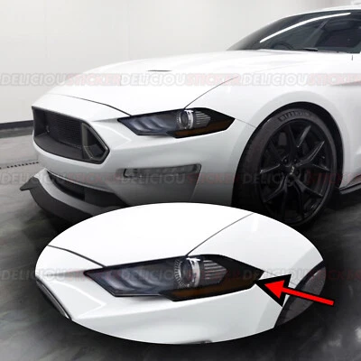 For 2018-2023 Ford Mustang S550 Headlight Side SMOKE Overlays Tint Decals Vinyl - Image 1 of 4
