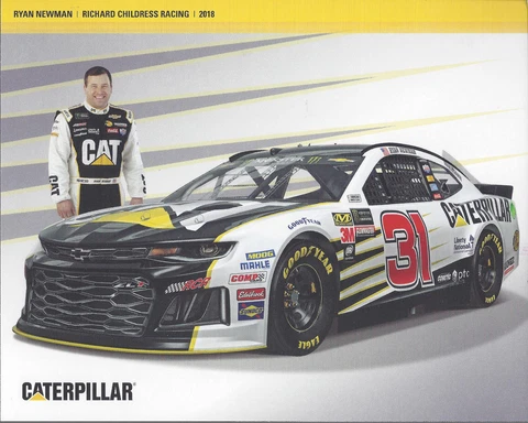 2018 RYAN NEWMAN "CATERPILLAR RCR" #31 MONSTER ENERGY NASCAR HERO CARD POSTCARD Cover