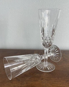 Par (2) copas de flauta de champán Waterford Crystal LISMORE ~7-1/4" - Imagen 1 de 12