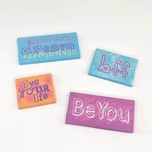 (4) Girl’s Room Wall Hanging Small Wooden Canvas Prints - Quotes “bff, dream” - Picture 1 of 9