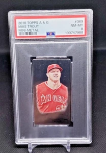 2016 Topps Allen & Ginter #369 Mini-Metal #3/3 Mike Trout PSA NM-MT 8 (JBC1687) - Picture 1 of 2
