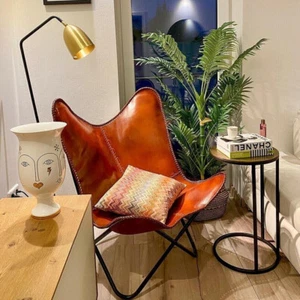 Chair Leather Butterfly Premium Quality Best Looking Home Room Decore With Stand - Picture 1 of 9