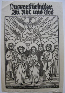 Alois K. Schwärzler (1911-2004) In Not und Tod Orig Holzschnitt um 1960  - Bild 1 von 2