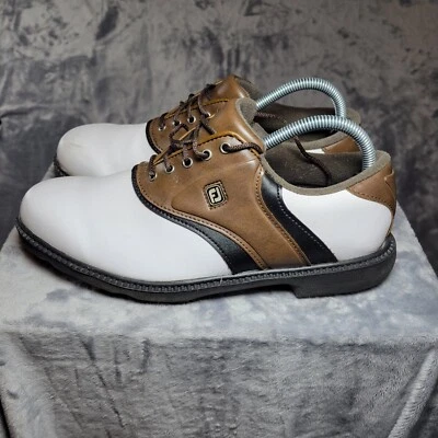FootJoy Originals Mens Golf Shoes Size 8  45330 White Brown Black Spikes - Image 1 of 4
